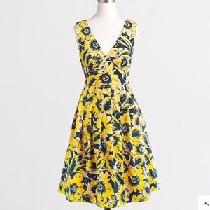 J. Crew Yellow and Blue Floral Dress
